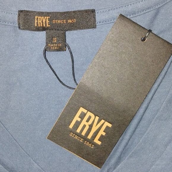 Frye Logo Blue V-Neck Short Sleeve T-shirt - Picture 7 of 8